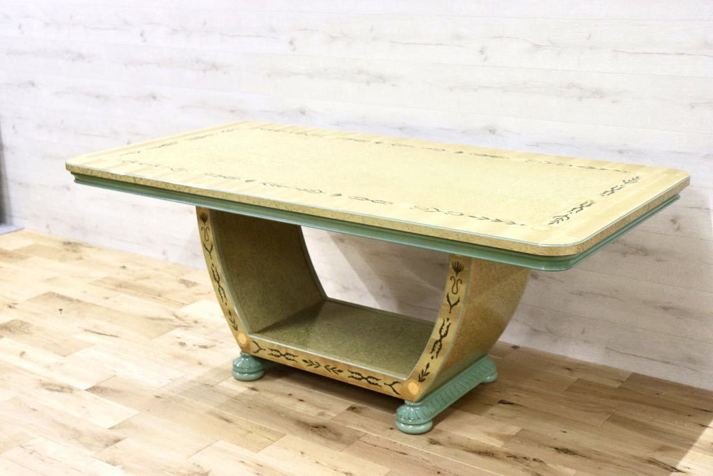 GMFK333○イタリア製 バーズアイメープル グリーン ダイニングテーブル  