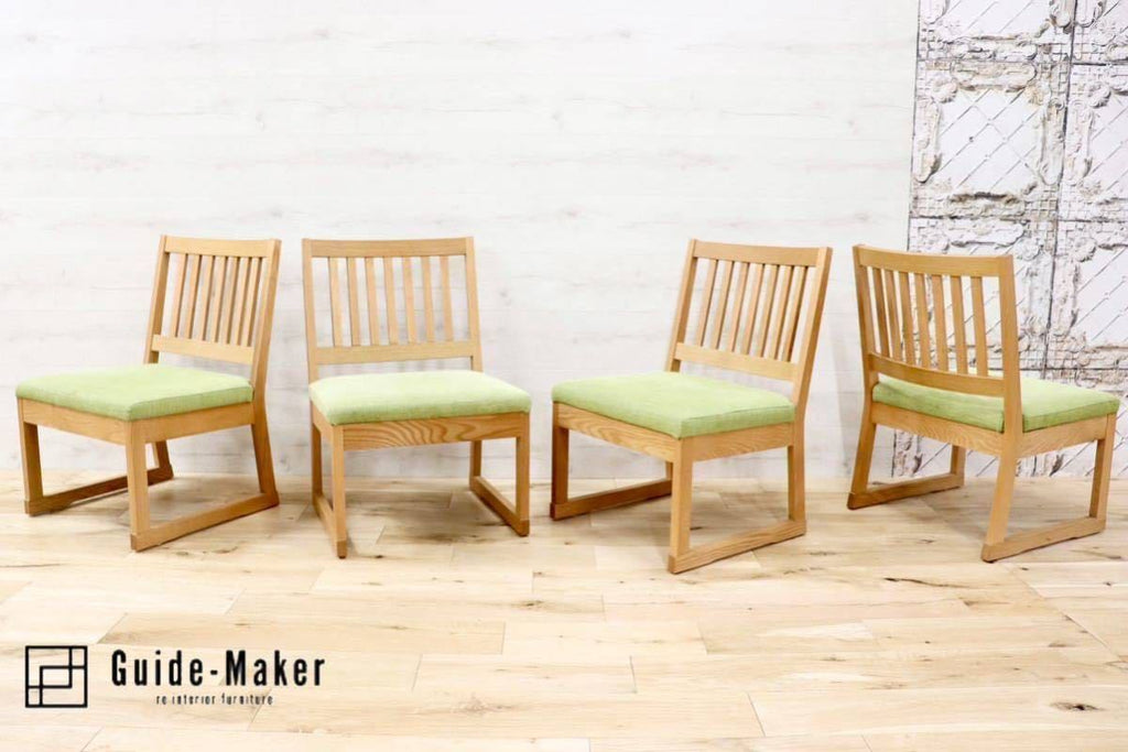 GMFH203○大川家具 ダイニングチェア 4脚セット ファブリック 