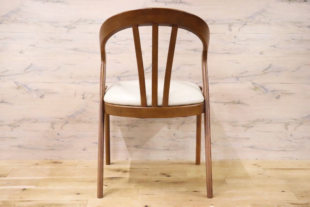 GMFH211○ダイニングチェア 食卓椅子 アームチェア 曲木 椅子 無垢材 レザー 曲線デザイン モダン