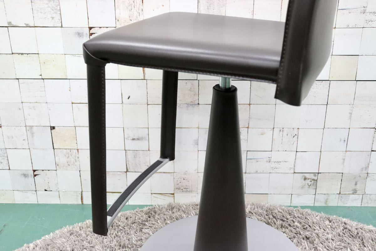 GMFS198B○Frag / フラッグ EVIA GP height-adjustable stool エビアハイアジャスタブルスツール 本革  イタリア モダン 廃番 定価約17.2万