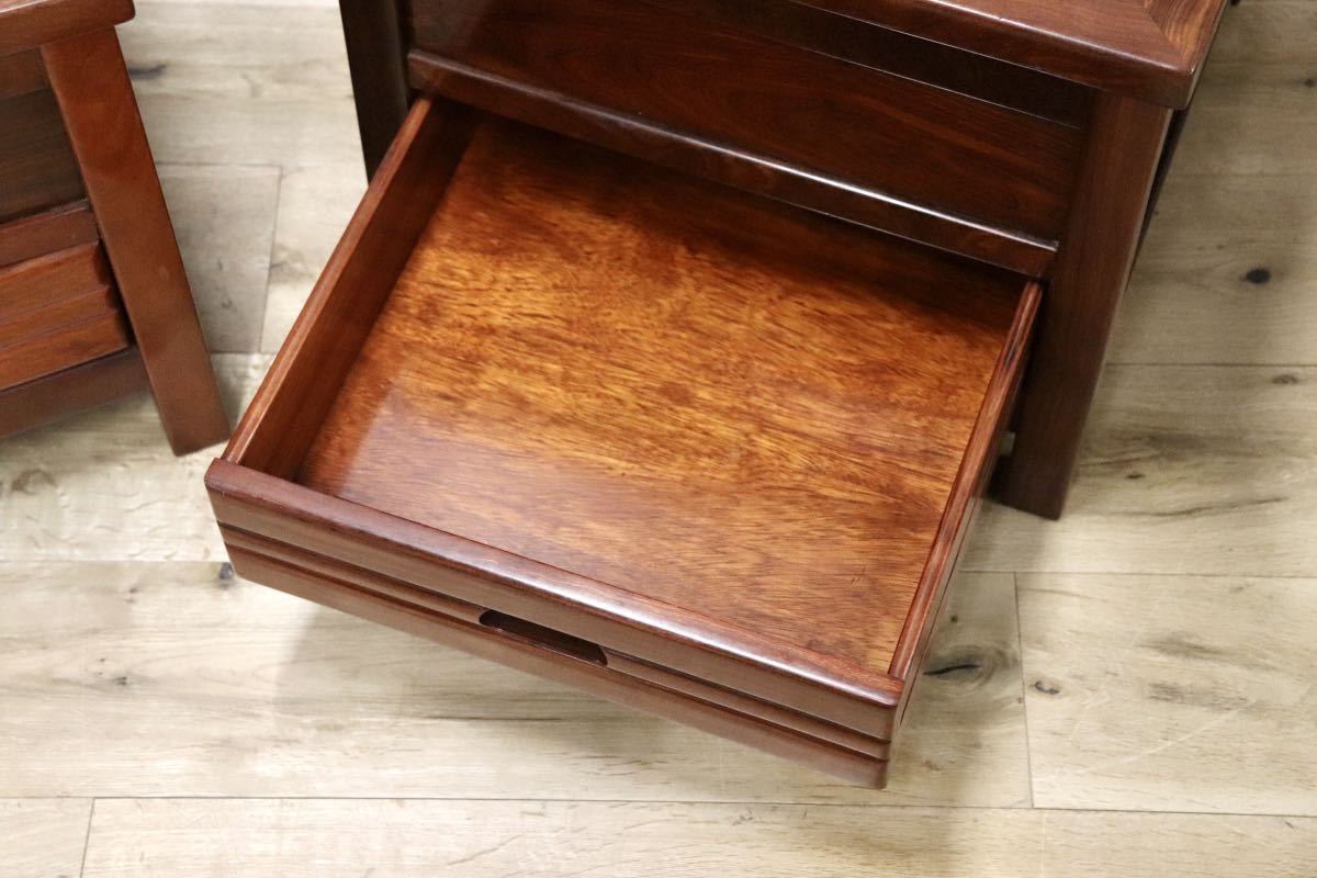 GMFN199B○唐木 花梨 無垢材 ダイニングチェア 囲炉裏チェア 2脚セット 食卓椅子 和家具 収納付き 和モダン レトロ アンティーク 希少