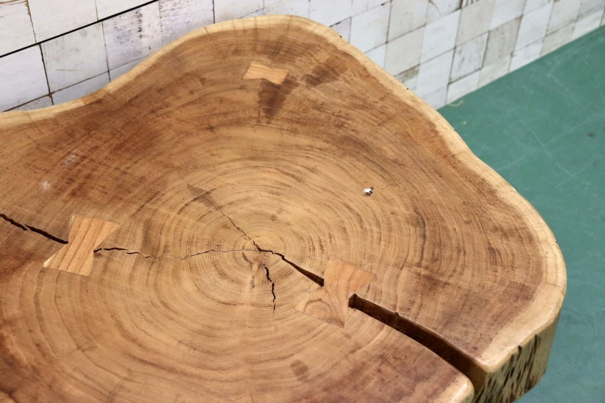 アカシア材 天然木 一枚板 輪切り ローテーブル サイドテーブル-