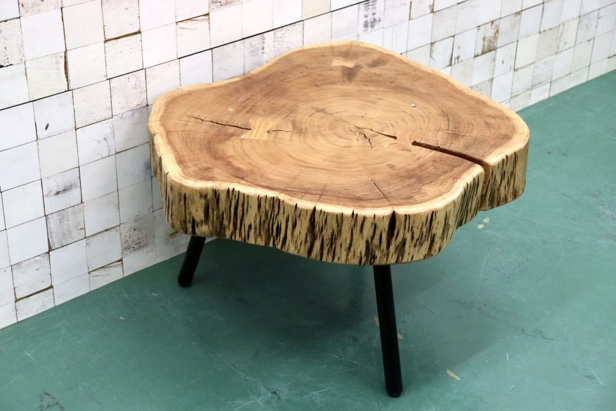 GMFT367○アカシア材 天然木 一枚板 輪切り ローテーブル サイド