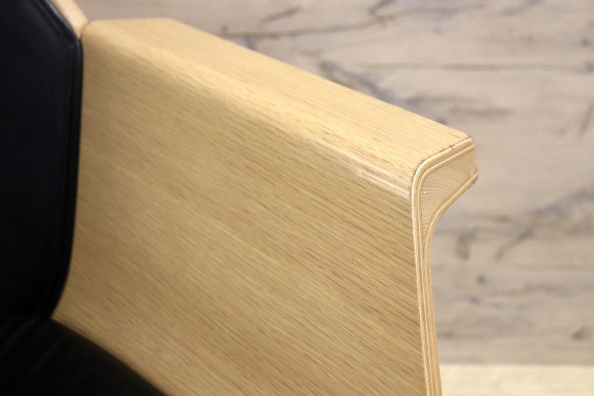 GMFS320A○北欧スタイル パーソナルチェア ラウンジチェア 回転椅子 本革 ブラック スタイリッシュ 検）北欧 デンマーク ヴィンテージ