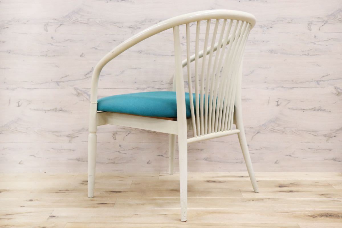 鳥取家具 昭和 レトロ ロッキングチェア ホワイト 木製椅子 - その他