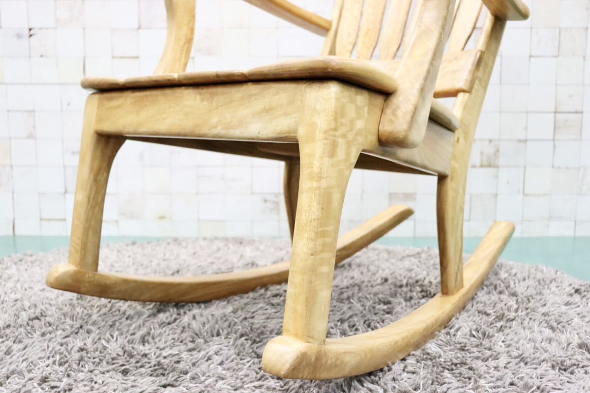 GMFS378○ハワイアン家具 ロッキングチェア 揺り椅子 デッキチェア 天然木 無垢材 アウトドア リゾート カントリー 輸入家具 展示品